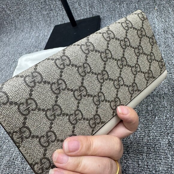 GUCCI Padlock Wallet On Chain Brown&White Canvas Tote 550-071525 - Picture 4 of 13